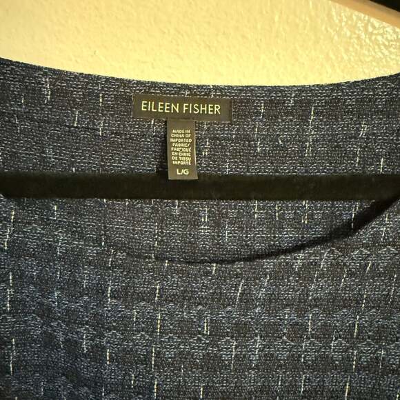 Eileen Fisher Organic Cotton Shizuku Shift Dress tweed plaid blue large - Picture 4 of 6